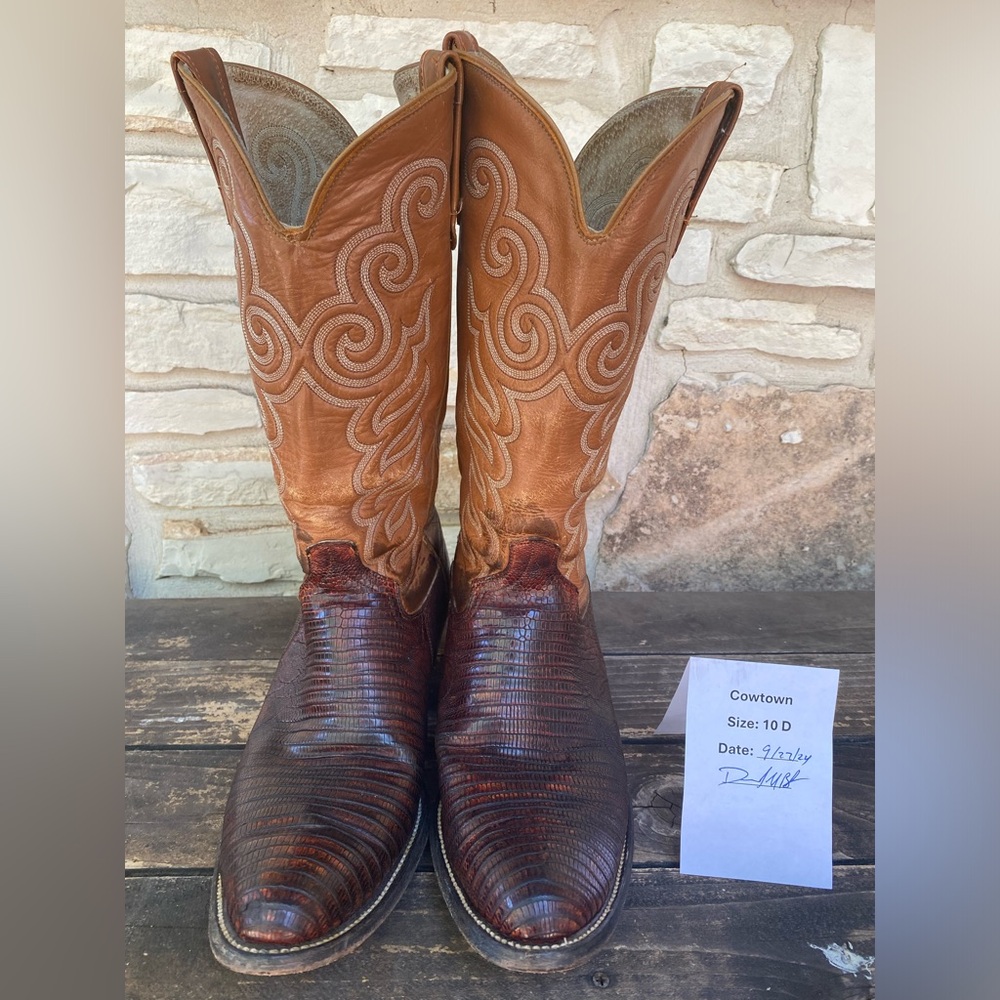 Men’s Cowtown Lizard Skin Vintage Cowboy Boots Sz 10D